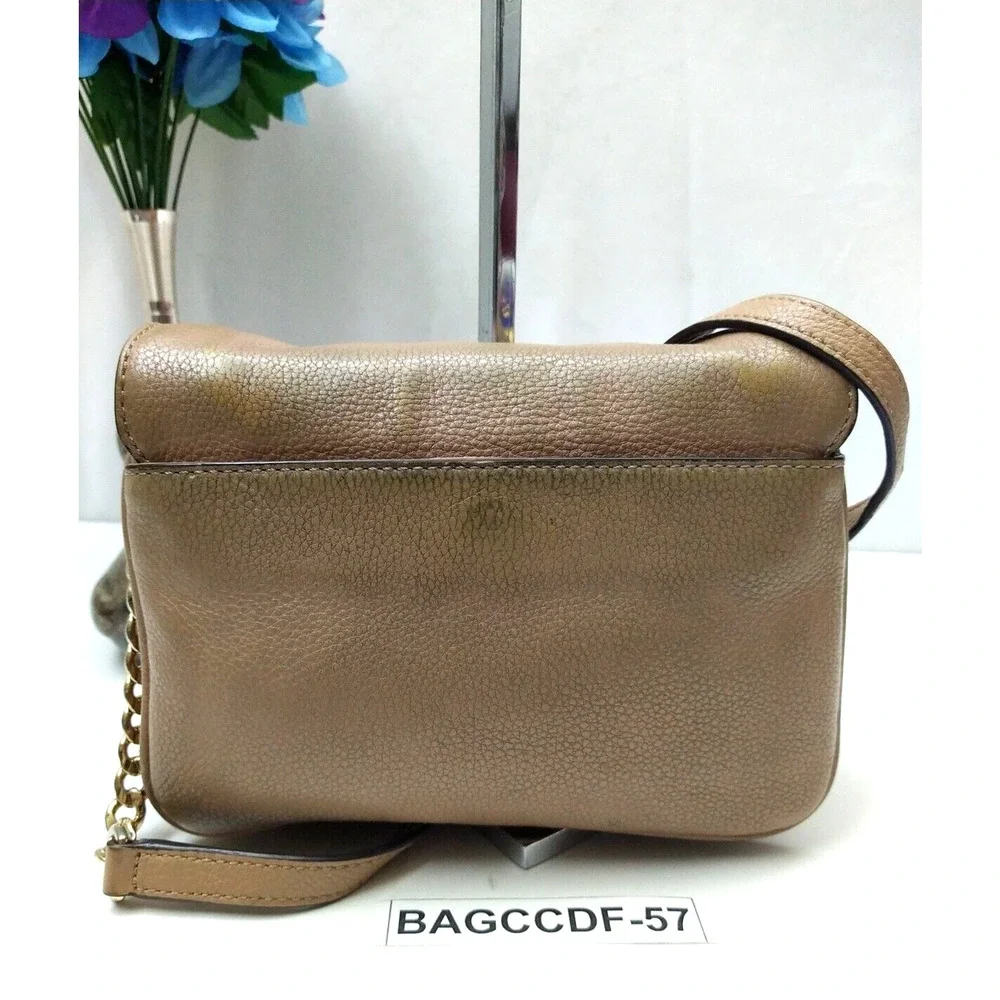 Michael Kors Beige Pebbled Leather Chain Strap Crossbody Bag